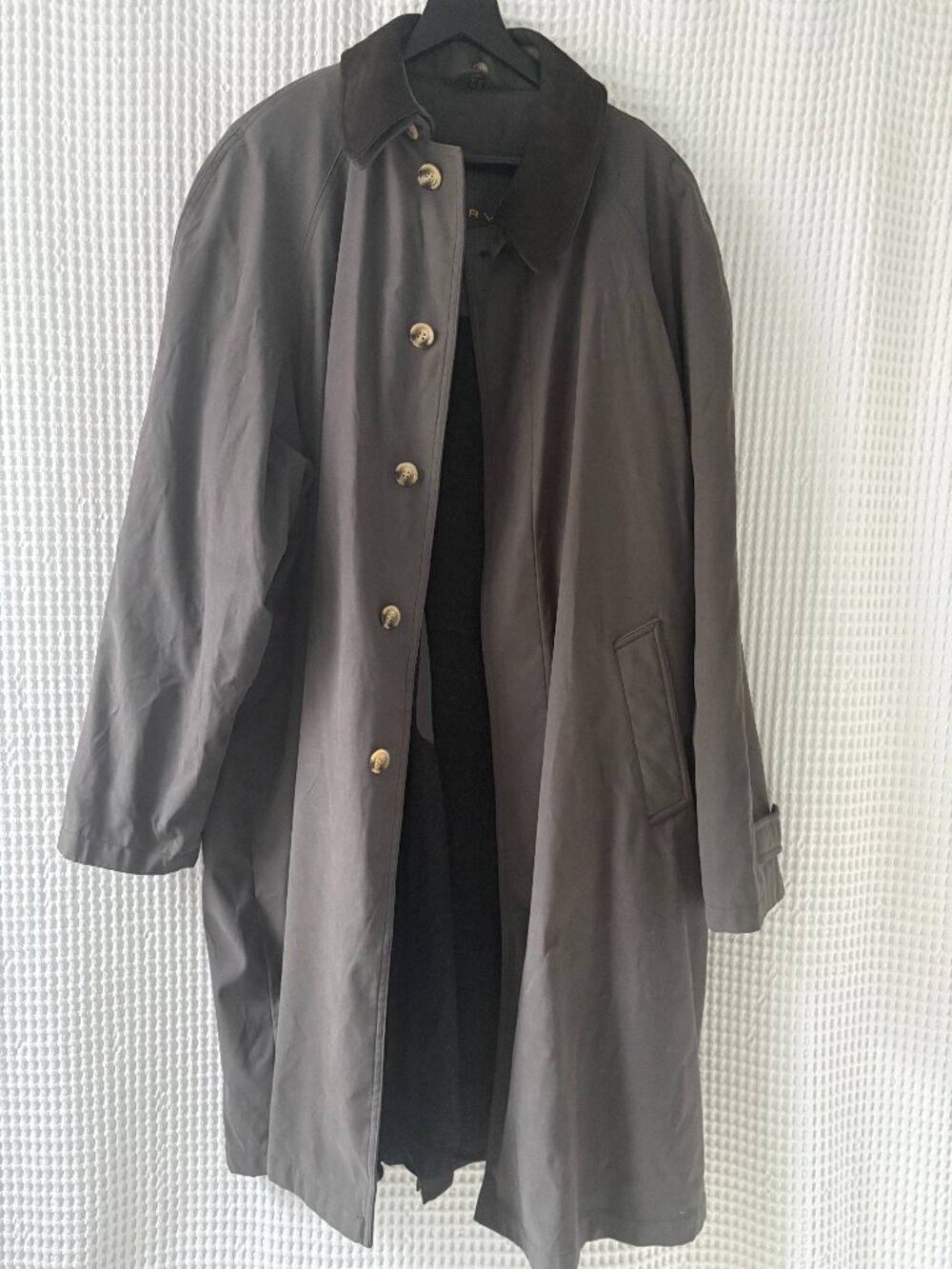 Carven gray men's trench coat removable collar and lining size XXL [READ]